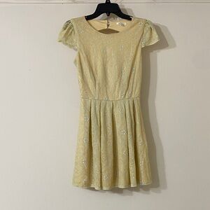 Miami Yellow Lace Mini Dress